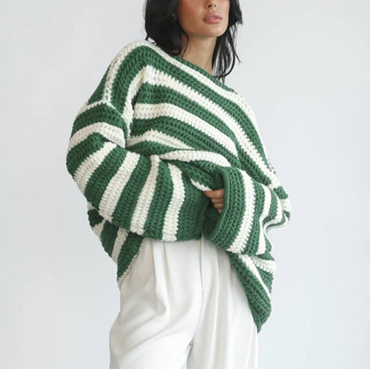 Variant image for Freya | Knit Oversized Sweater | Striped Design, Cozy Warmth-1