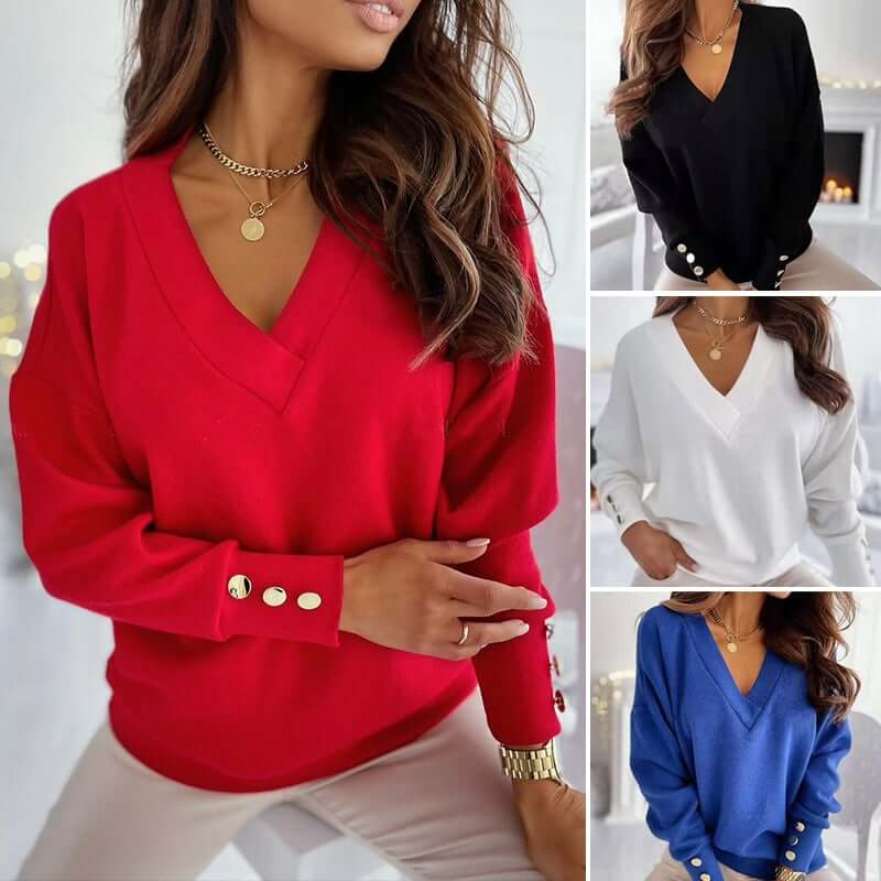 Petra | Women's Sweater | Cozy, Elegant V-Neck Design, Soft Knitting Material-6