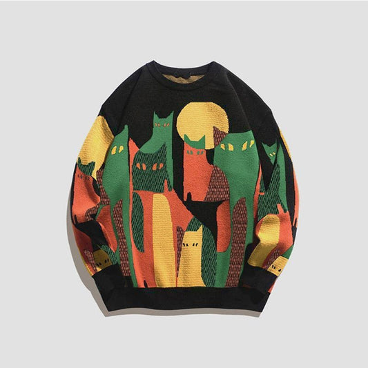 Variant image for Emma | Sweater | Cat Print, Cozy | One Size-1