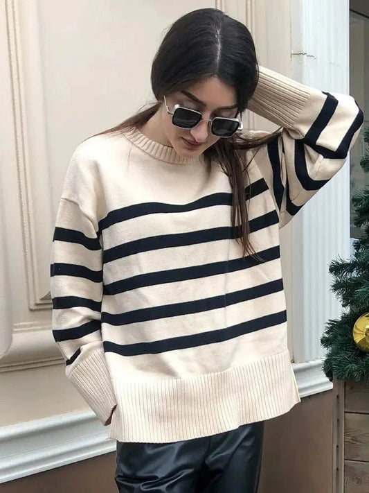 Rosalind | Women's Sweater | Oversized Sweater, Multi-Stripe, Size M-6