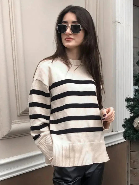 Rosalind | Women's Sweater | Oversized Sweater, Multi-Stripe, Size M-5