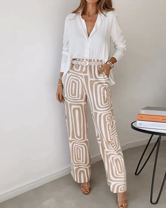 Yasmin | Blouse and Pants Set | Elegant Style, Comfortable Fit | Multiple Sizes, Various Prints-1