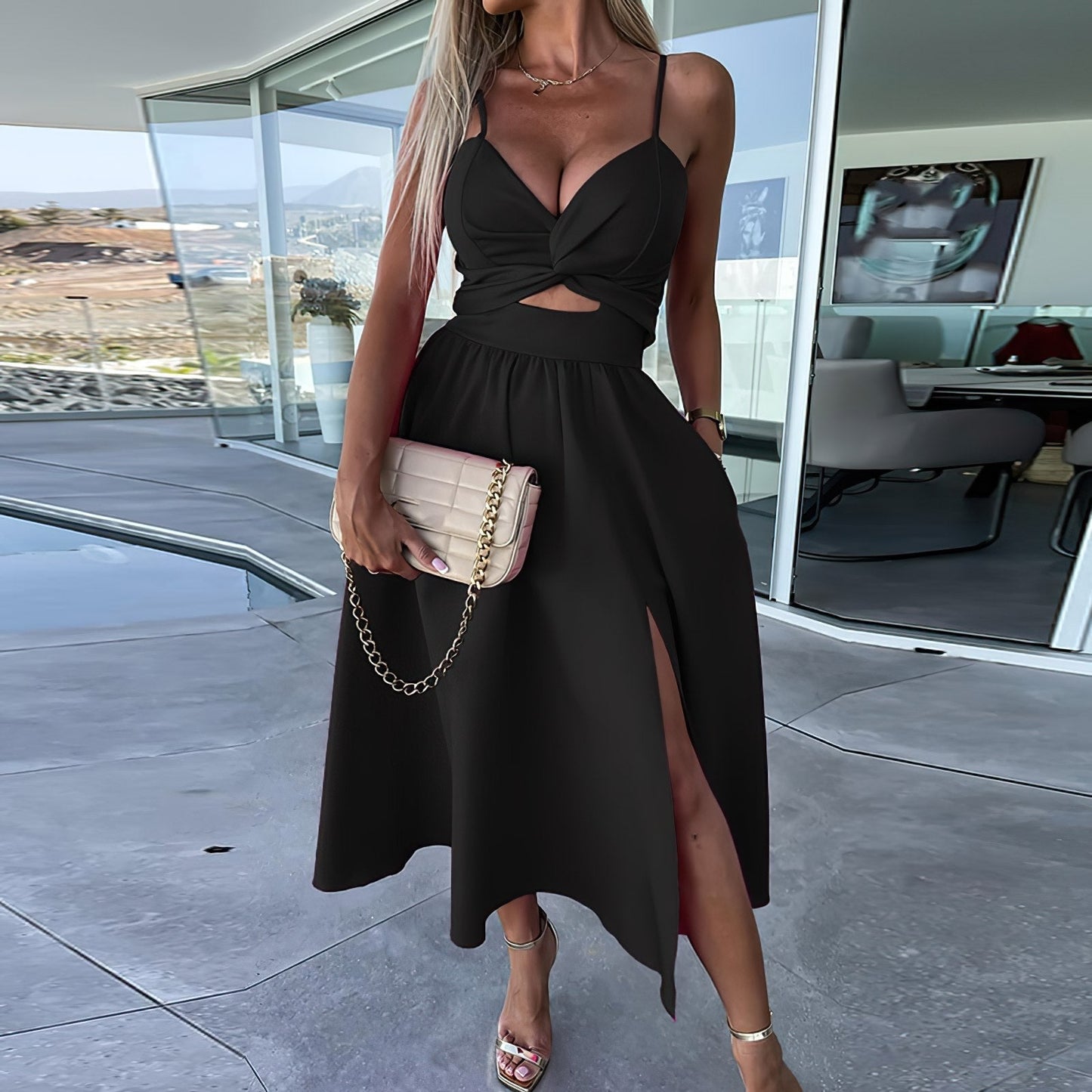 Variant image for Heidi | Black Midi Dress | Floral Midi Dress | White Midi Dress-25